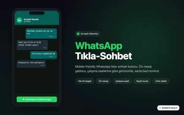 WhatsApp Tıkla-Sohbet Butonu ekran görüntüsü