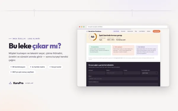 KuruPro — Kuru Temizleme & Çamaşırhane Website Yazılımı ekran görüntüsü