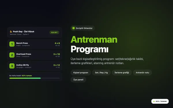 Antrenman Programı Modülü ekran görüntüsü