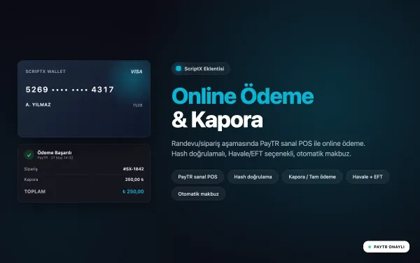 Online Ödeme & Kapora (PayTR) ekran görüntüsü