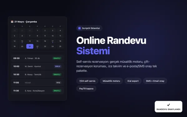 Online Randevu Sistemi Modülü ekran görüntüsü
