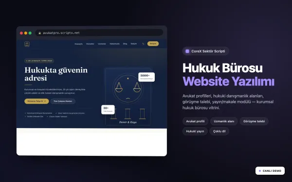 AvukatPro Hukuk Bürosu Website Yazılımı ekran görüntüsü