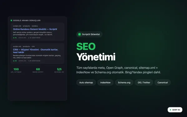 SEO Yönetimi ekran görüntüsü