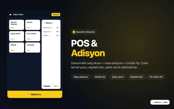 POS / Adisyon — Dokunmatik Satış & Mutfak Yazıcısı ekran görüntüsü