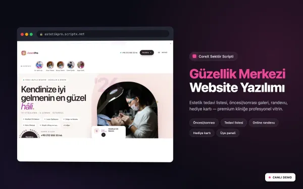 EstetikPro Güzellik Merkezi Website Yazılımı ekran görüntüsü