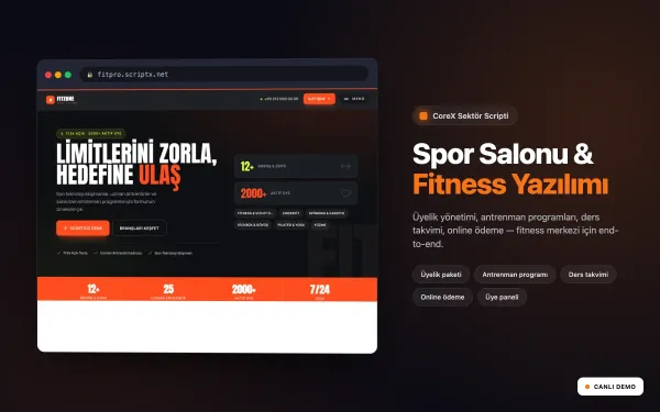 FitPro Spor Salonu & Fitness Website Yazılımı ekran görüntüsü
