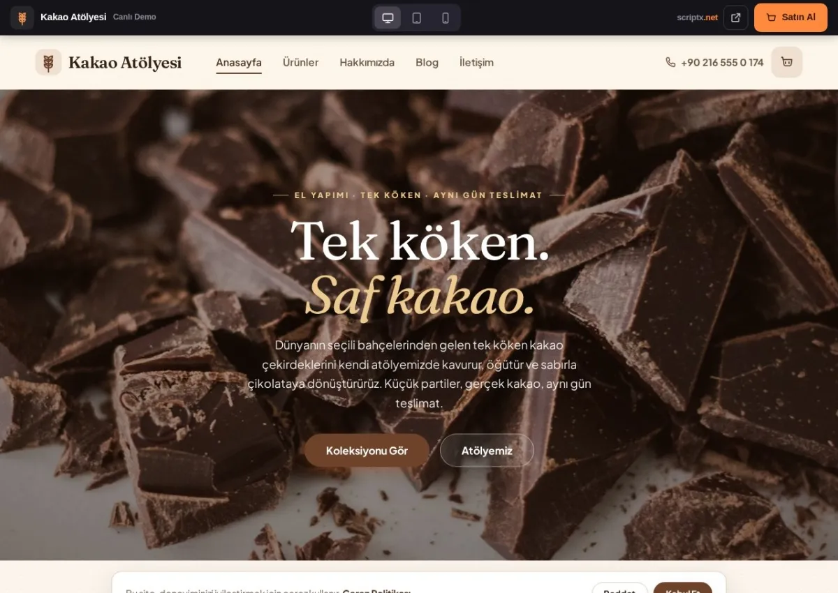 CikoPro — Çikolata & Şekerci Website Yazılımı — canlı demo (ana sayfa)
