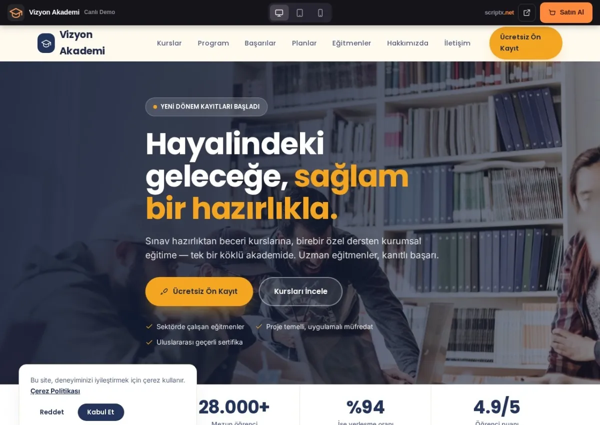 KursPro Eğitim & Kurs Merkezi Website Yazılımı — canlı demo (ana sayfa)