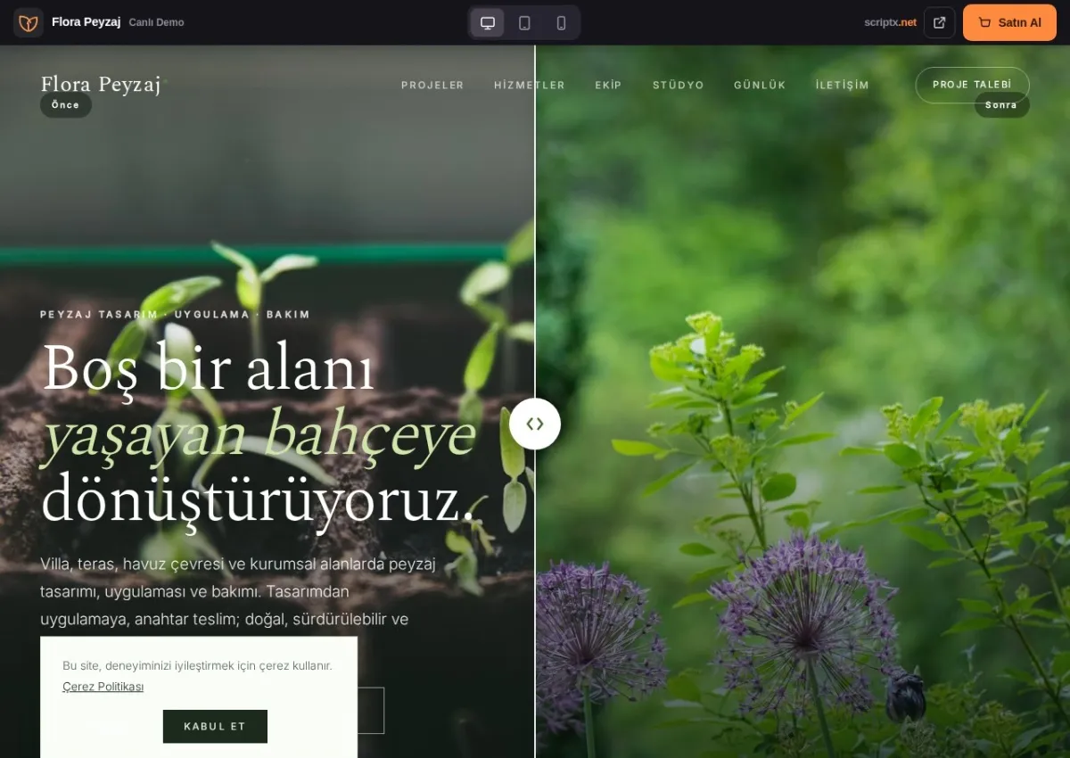 PeyzajPro Peyzaj & Bahçe Website Yazılımı — canlı demo (ana sayfa)