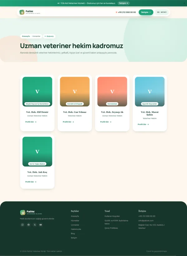 Veteriner Hekimler — Ekip sayfası