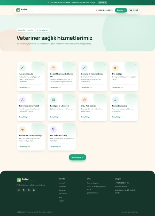 Hizmetler — Tüm veteriner hizmetleri