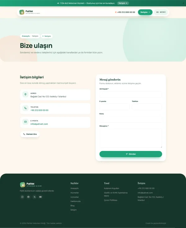 İletişim — Bilgiler & form