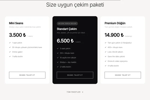 Çekim paketleri