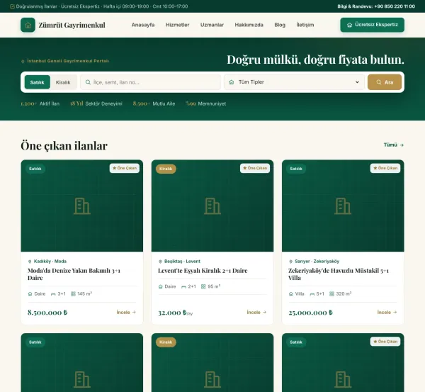 İlan portalı anasayfa — satılık/kiralık arama