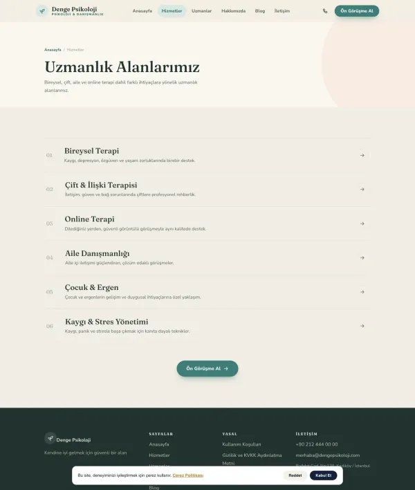 Hizmet (uzmanlık) alanları