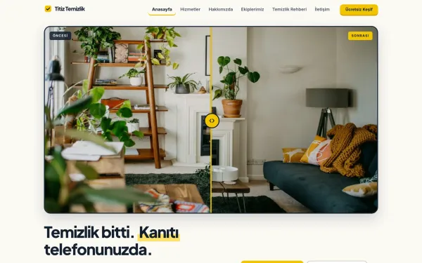 Anasayfa — sürüklenebilir önce/sonra hero görseli ve fotoğraflı hizmet döşemeleri
