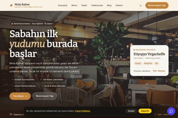 KafePro — Kafe & Kahve Evi Website Yazılımı