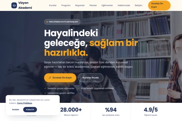 KursPro Eğitim & Kurs Merkezi Website Yazılımı ekran görüntüsü