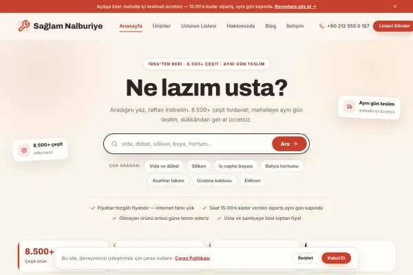 NalburPro — Nalbur & Hırdavat Website Yazılımı