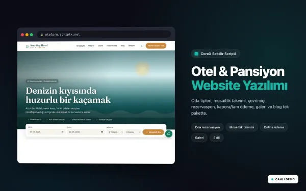 OtelPro Otel & Pansiyon Website Yazılımı