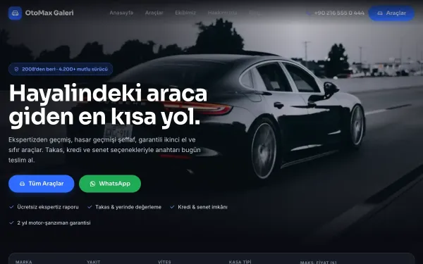 OtoPro Oto Galeri & Araç İlanları Website Yazılımı