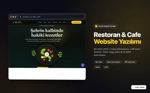 RestoPro — Restoran & Cafe Website + QR Menü Yazılımı