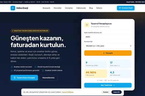 SolarPro Güneş Enerjisi (GES) Website Yazılımı